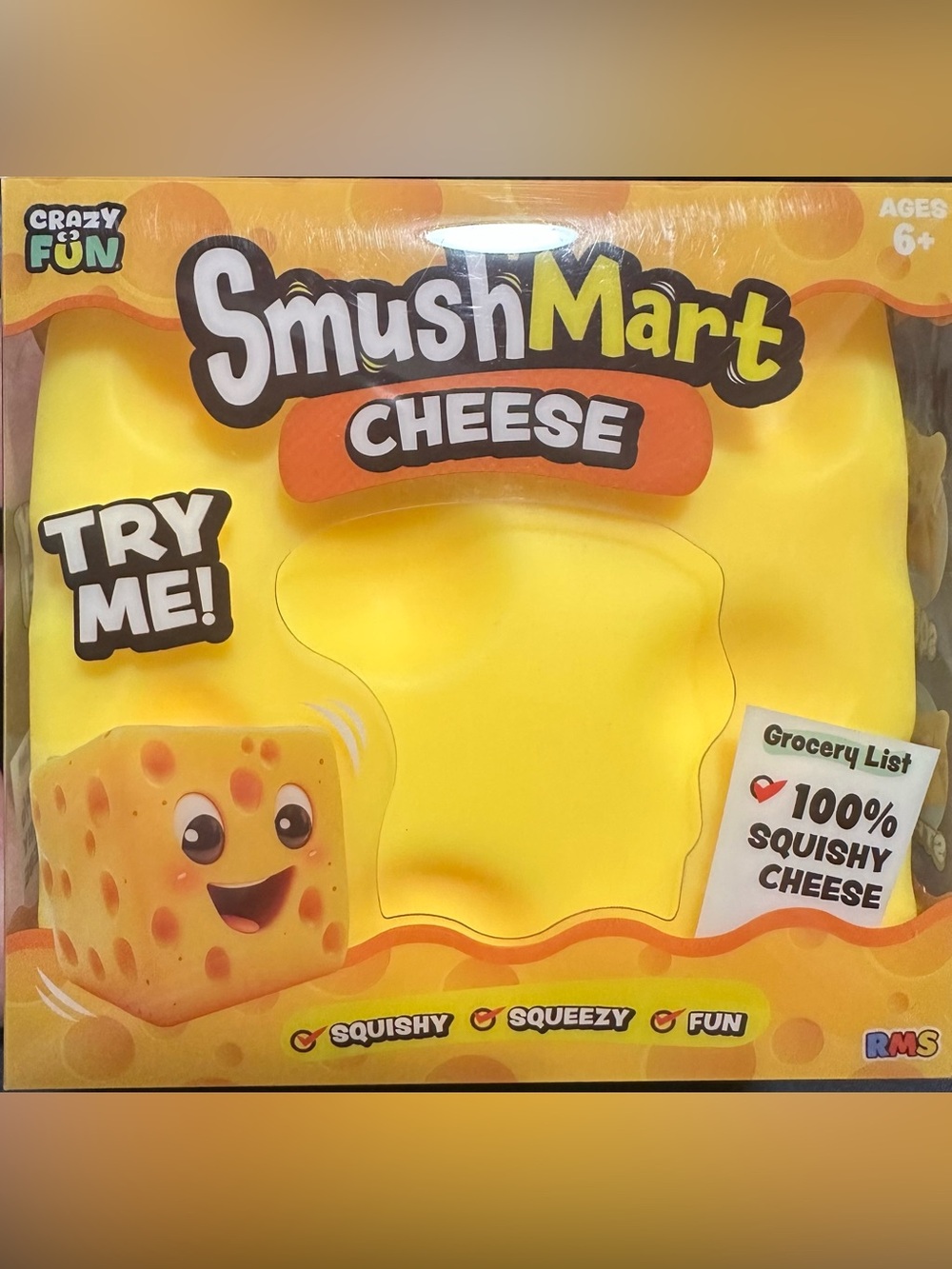 Smushmart Cheese Squishy Toy - Yellow